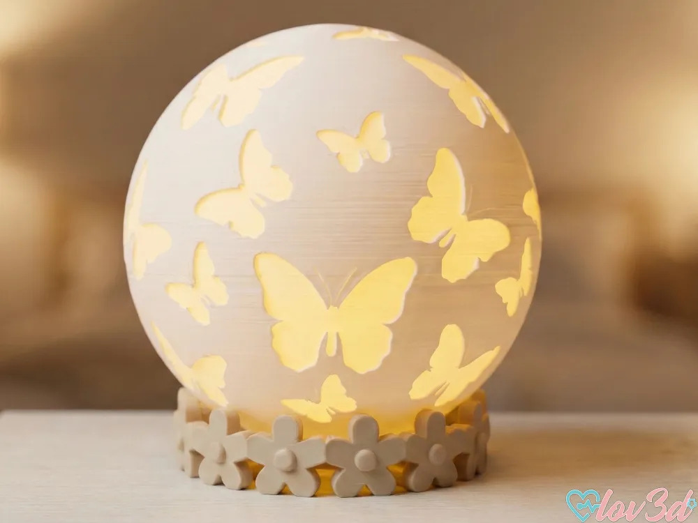 Luminária Tealight Globo Borboleta & Base Floral
