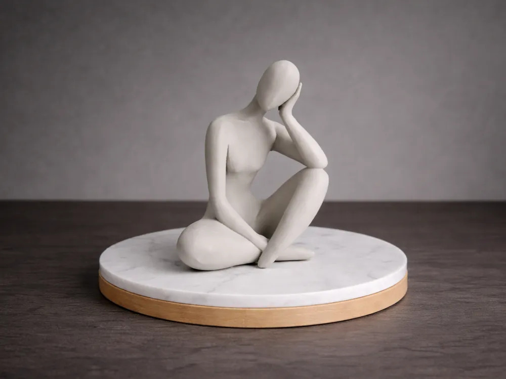 Figura Abstrata Sentada – Arte Escultórica Moderna