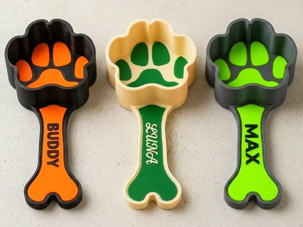 Pá de Comida para Animais Personalizada de Pata e Osso